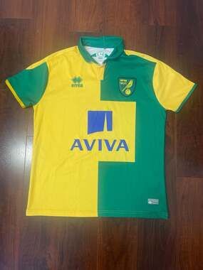 Norwich City FC 2015-16 Third Kit Errea Aviva Green Yellow Soccer Jersey Size S